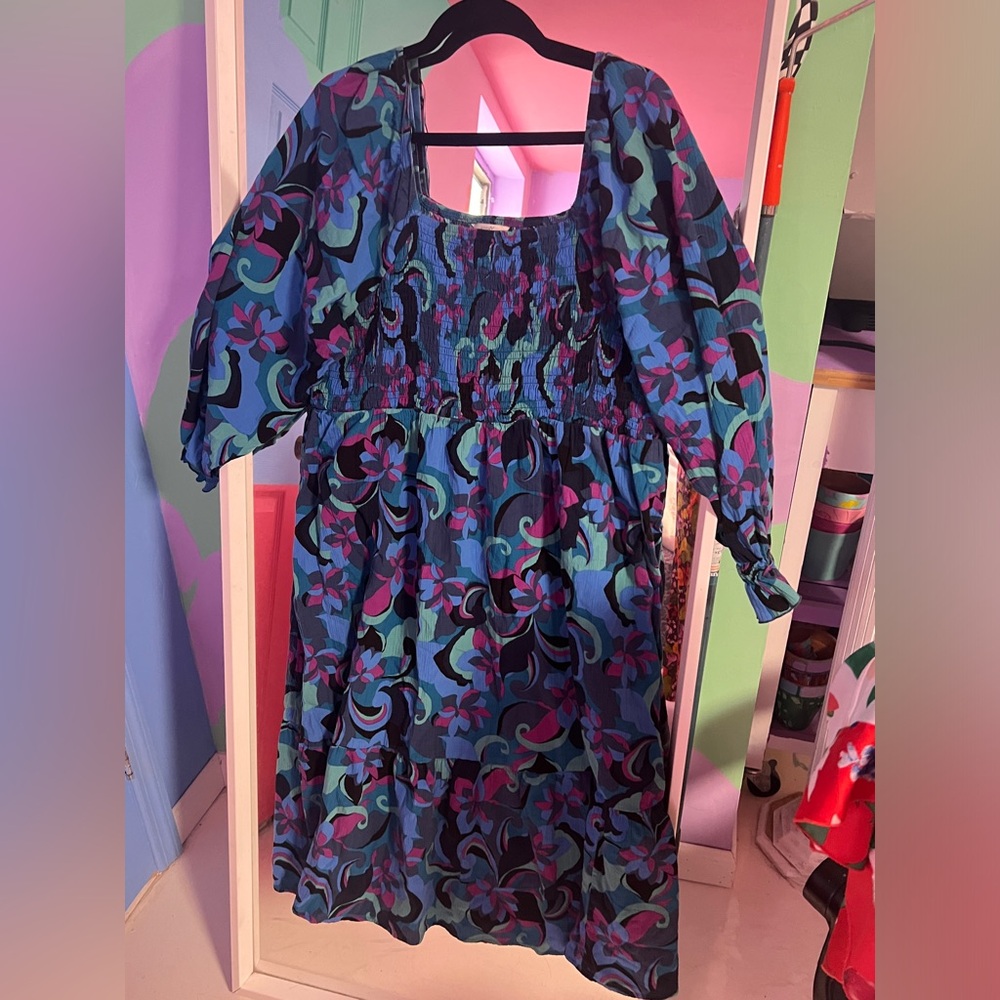 Colorful Floral Long Sleeve Dress